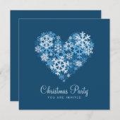 雪のハートのクリスマスパーティー招待状 招待状 (正面/裏面)