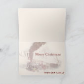 雪のバインドされた列車のクリスマスカード シーズンカード (内部)