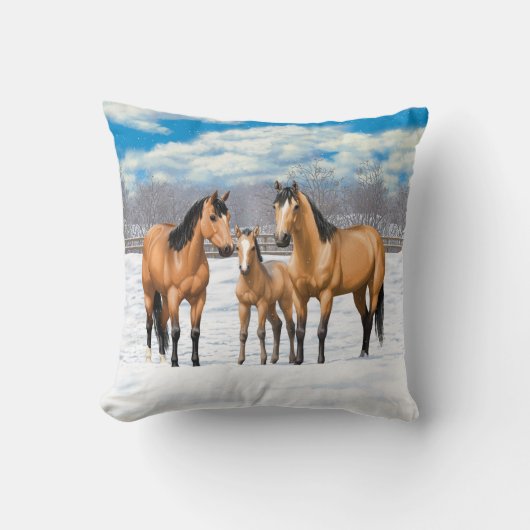 雪のバックスキン四分の馬 クッション (正面)
