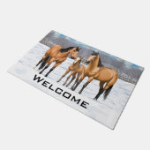 雪のバックスキン四分の馬 ドアマット (アングル)