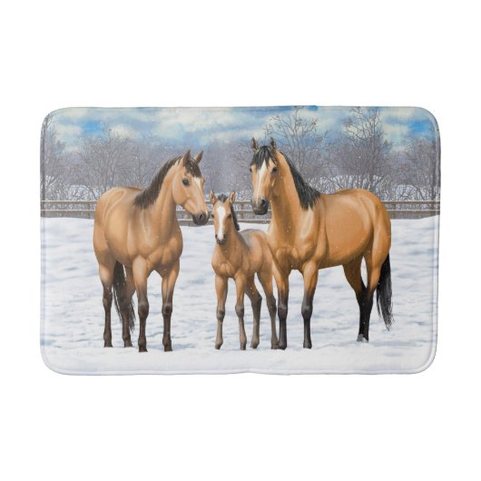 雪のバックスキン四分の馬 バスマット (正面)