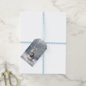 雪のバニーのクリスマス ギフトタグ (より糸付き)