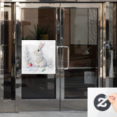 雪のバニークリスマスウィンドウにしがみつく ウィンドウサイン (オフィスドア)