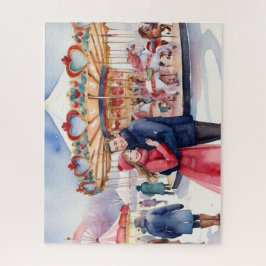 雪のバレンタインデーかわいいカップル ジグソーパズル