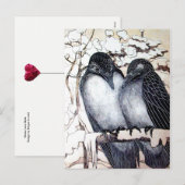 雪のバレンタインデーに恋鳥 シーズンポストカード (正面/裏面)