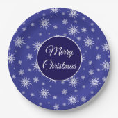 雪のパターンのクリスマス ペーパープレート (正面)