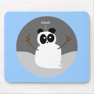 雪のパンダ マウスパッド