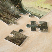 雪のビクトリアンクリスマスシーンの家族 ジグソーパズル (側面)