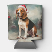 雪のビーグル犬 クリスマス 缶クーラー (裏面)