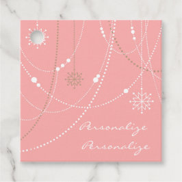 雪のピンクのミッドセンチュリーエレガント冬かわいい フェイバータグ