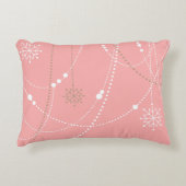 雪のピンクのミッドセンチュリーエレガント冬のヴィンテージ アクセントクッション (正面)
