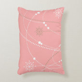 雪のピンクのミッドセンチュリーエレガント冬のヴィンテージ アクセントクッション (正面(垂直))