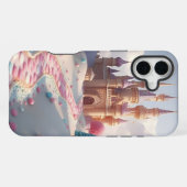 雪のピンクキャンディランド妖精の城 iPhoneケース (裏面横)