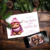 雪のピ遊ンクックハイランド牛クリスマスフォトカード シーズンカード