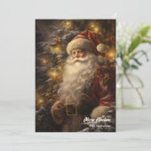 雪のファッションド森の中の古いサンタクロース シーズンカード (スタンド正面)
