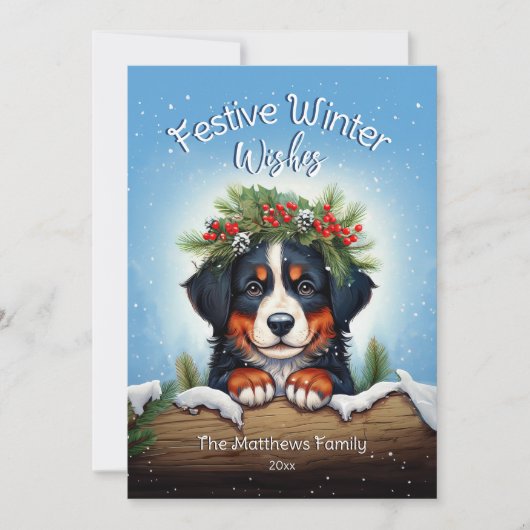 雪のフェスティバル冬のウィズベルネーズマウンテンドッグ シーズンカード (正面)
