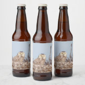 雪のフクロウがビーチ ビールラベル (ボトル)