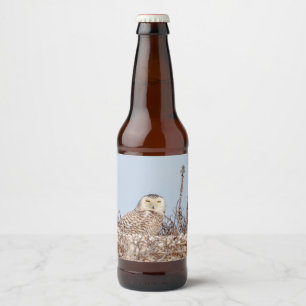 雪のフクロウがビーチ ビールラベル