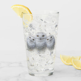 雪のフクロウ一家の夢のような知恵 タンブラーグラス