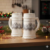 雪のフクロウ一家の夢のような知恵 ビールジョッキ