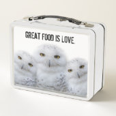 雪のフクロウ一家の夢のような知恵 メタルランチボックス (裏面)