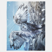 雪のフクロウ フリースブランケット (正面)