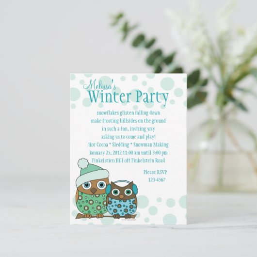 雪のフクロウ 招待状 (スタンド正面)