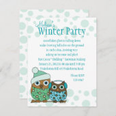 雪のフクロウ 招待状 (正面/裏面)