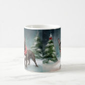 雪のフランスのクリスマスにブルドッグ コーヒーマグカップ (中央)