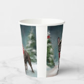 雪のフランスのクリスマスにブルドッグ 紙コップ (左)