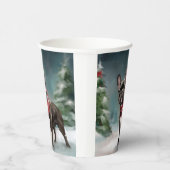 雪のフランスのクリスマスにブルドッグ 紙コップ (右)