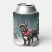 雪のフランスのクリスマスにブルドッグ 缶クーラー (缶裏面)