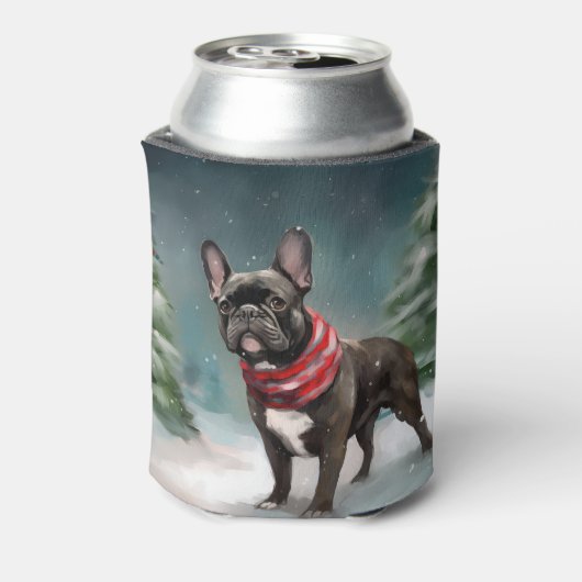雪のフランスのクリスマスにブルドッグ 缶クーラー (缶裏面)