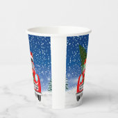 雪のフランスのクリスマスに車を運転するブルドッグ 紙コップ (左)