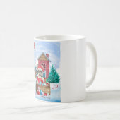 雪のフランスの中のブルドッグのクリスマスドッグハウス コーヒーマグカップ (正面右)