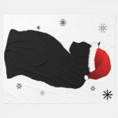 雪のフリースブランケットを持つサンタ猫 フリースブランケット (正面(横))