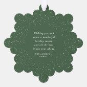 雪のフレームシンプルの一枚の写真グリーンメリークリスマス オーナメントカード (裏面)