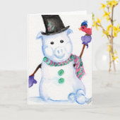 雪のブタカード カード (黄色い花)