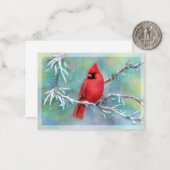 雪のブランチ予算ミニクリスマスに（鳥）ショウジョウコウカンチョウ ノートカード (正面/裏面インサイチュ)