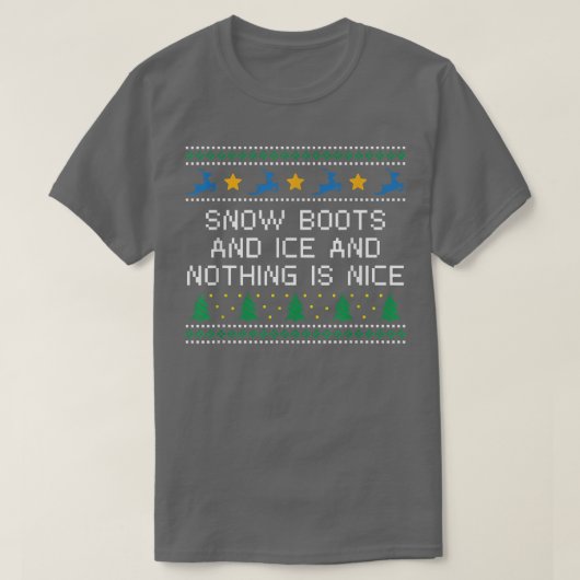 雪のブーツと氷と何もいいクリスマスR Tシャツ (デザイン正面)