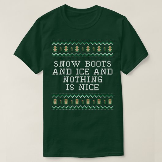 雪のブーツと氷と何もいいクリスマスR Tシャツ (デザイン正面)