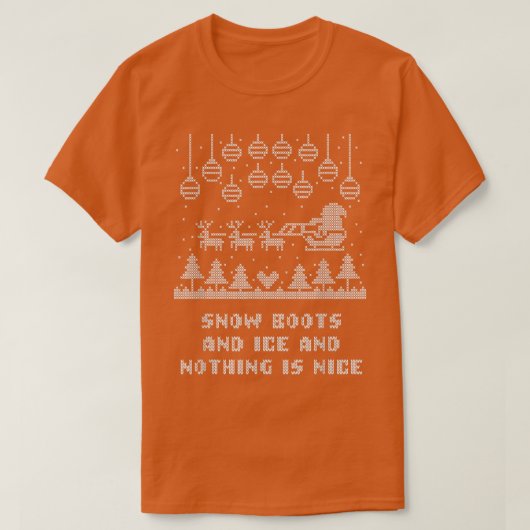 雪のブーツと氷と何もいいクリスマスR Tシャツ (デザイン正面)