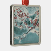 雪のプラム花 メタルオーナメント (右)