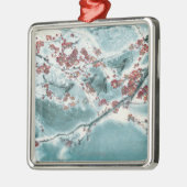 雪のプラム花 メタルオーナメント (左)