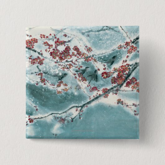 雪のプラム花 缶バッジ (正面)