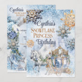 雪のプリンセスパーティーの招待状 招待状 (正面/裏面)