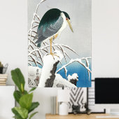 雪のヘロン – Ohara Koson -ヴィンテージアート ポスター (ホームオフィス)