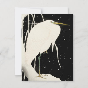 雪のヘロン – Ohara Koson - Art Cardヴィンテージ