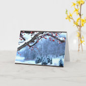 雪のベリーツリーズリバーシーン カード (黄色い花)