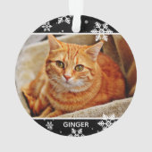 雪のペット2匹の写真と名前のクリスマス猫 オーナメント (裏面)